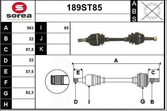 STARTCAR 189ST85 - Drive Shaft autospares.lv