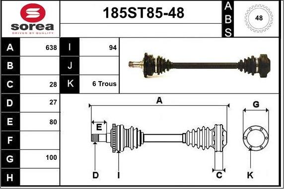 STARTCAR 185ST85-48 - Drive Shaft autospares.lv