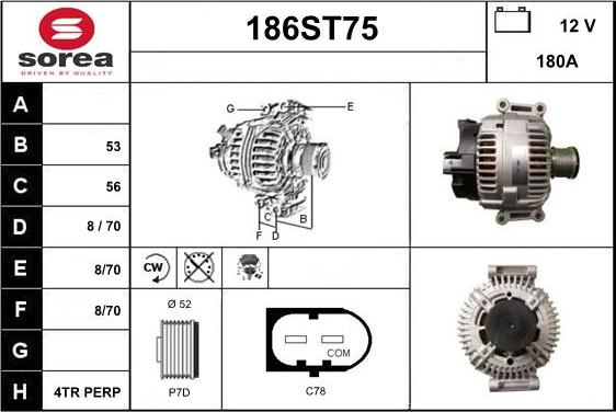STARTCAR 186ST75 - Alternator autospares.lv