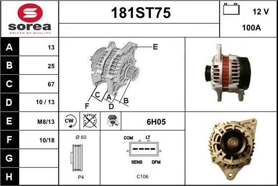 STARTCAR 181ST75 - Alternator autospares.lv