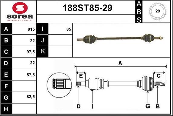 STARTCAR 188ST85-29 - Drive Shaft autospares.lv