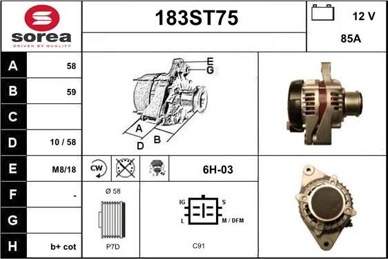 STARTCAR 183ST75 - Alternator autospares.lv