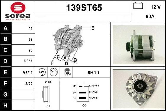 STARTCAR 139ST65 - Alternator autospares.lv