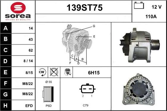 STARTCAR 139ST75 - Alternator autospares.lv