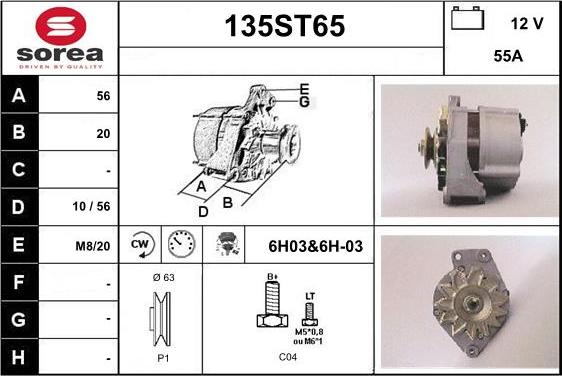 STARTCAR 135ST65 - Alternator autospares.lv