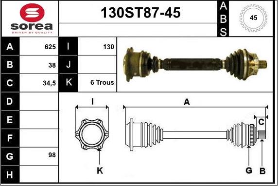 STARTCAR 130ST87-45 - Drive Shaft autospares.lv