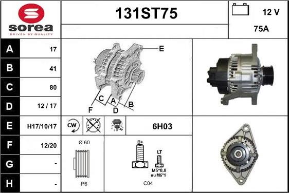 STARTCAR 131ST75 - Alternator autospares.lv