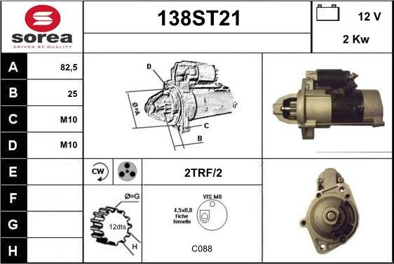 STARTCAR 138ST21 - Starter autospares.lv