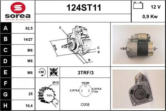 STARTCAR 124ST11 - Starter autospares.lv