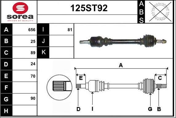 STARTCAR 125ST92 - Drive Shaft autospares.lv