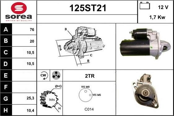 STARTCAR 125ST21 - Starter autospares.lv