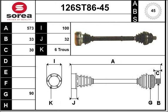 STARTCAR 126ST86-45 - Drive Shaft autospares.lv