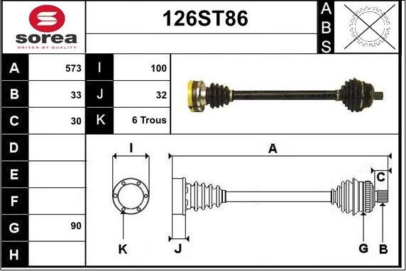 STARTCAR 126ST86 - Drive Shaft autospares.lv