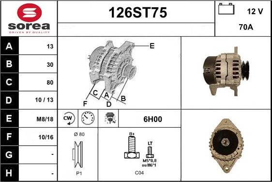 STARTCAR 126ST75 - Alternator autospares.lv