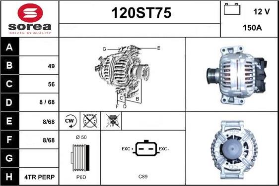 STARTCAR 120ST75 - Alternator autospares.lv