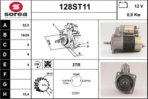 STARTCAR 128ST11 - Starter autospares.lv