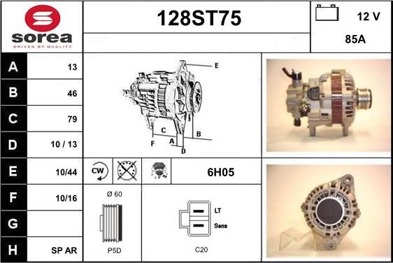 STARTCAR 128ST75 - Alternator autospares.lv