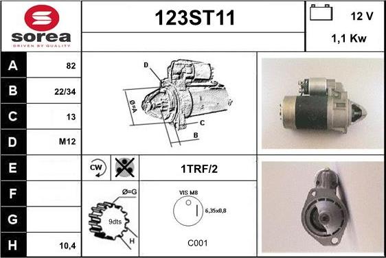 STARTCAR 123ST11 - Starter autospares.lv