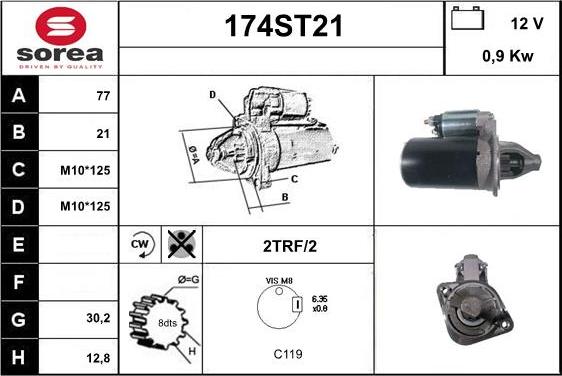 STARTCAR 174ST21 - Starter autospares.lv