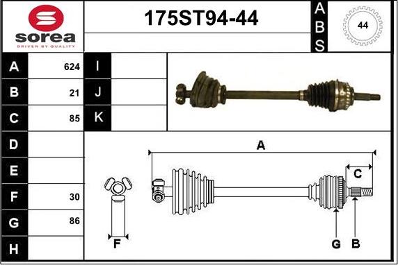 STARTCAR 175ST94-44 - Drive Shaft autospares.lv