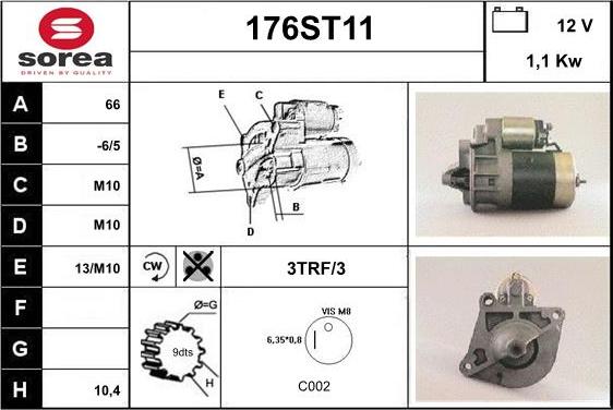 STARTCAR 176ST11 - Starter autospares.lv