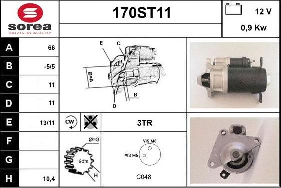 STARTCAR 170ST11 - Starter autospares.lv