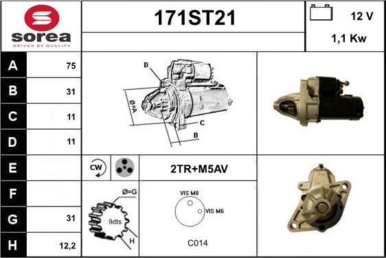 STARTCAR 171ST21 - Starter autospares.lv