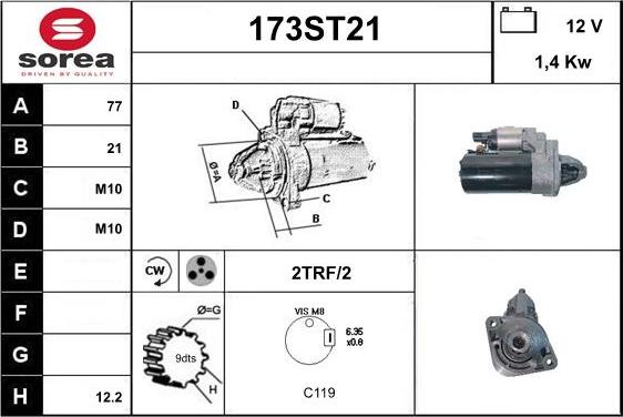 STARTCAR 173ST21 - Starter autospares.lv