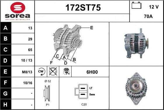 STARTCAR 172ST75 - Alternator autospares.lv