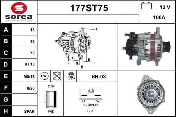 STARTCAR 177ST75 - Alternator autospares.lv