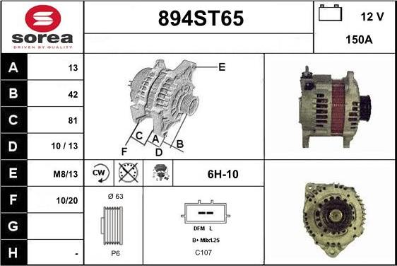 STARTCAR 894ST65 - Alternator autospares.lv