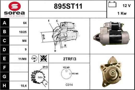 STARTCAR 895ST11 - Starter autospares.lv