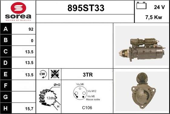 STARTCAR 895ST33 - Starter autospares.lv