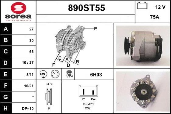 STARTCAR 890ST55 - Alternator autospares.lv
