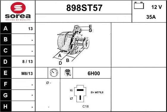 STARTCAR 898ST57 - Alternator autospares.lv