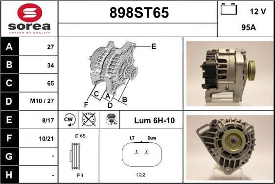 STARTCAR 898ST65 - Alternator autospares.lv