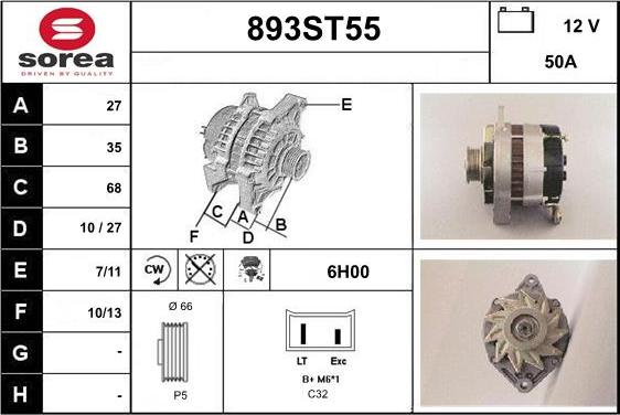 STARTCAR 893ST55 - Alternator autospares.lv