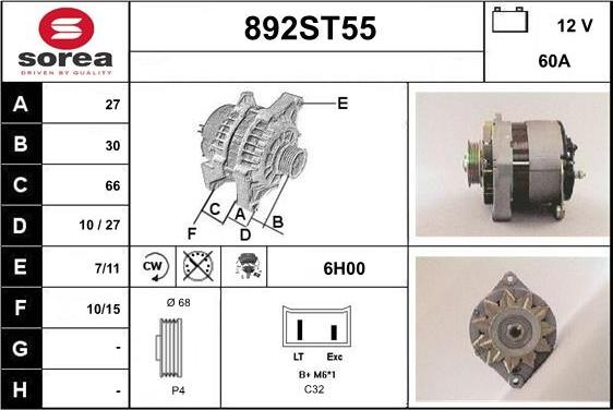 STARTCAR 892ST55 - Alternator autospares.lv