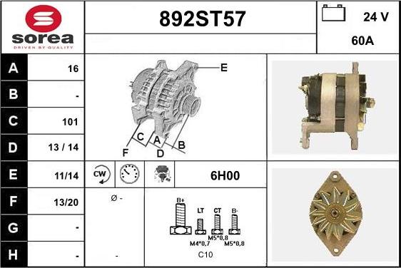 STARTCAR 892ST57 - Alternator autospares.lv