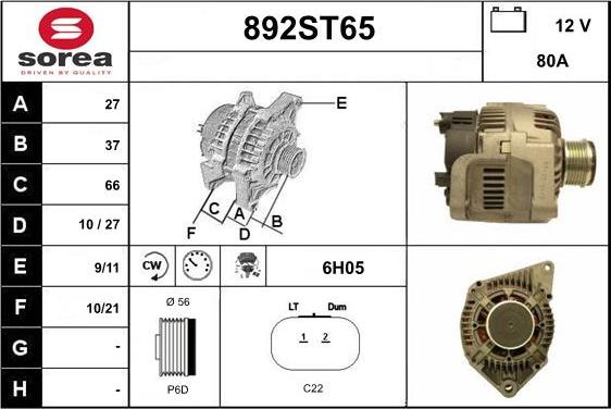 STARTCAR 892ST65 - Alternator autospares.lv