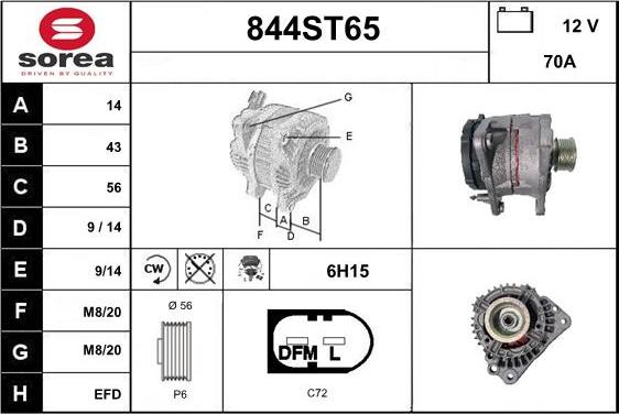 STARTCAR 844ST65 - Alternator autospares.lv