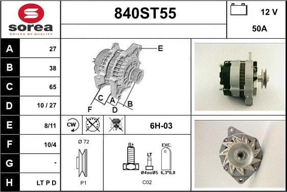 STARTCAR 840ST55 - Alternator autospares.lv