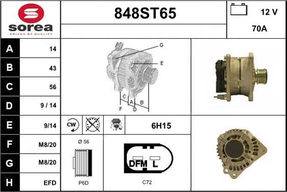 STARTCAR 848ST65 - Alternator autospares.lv