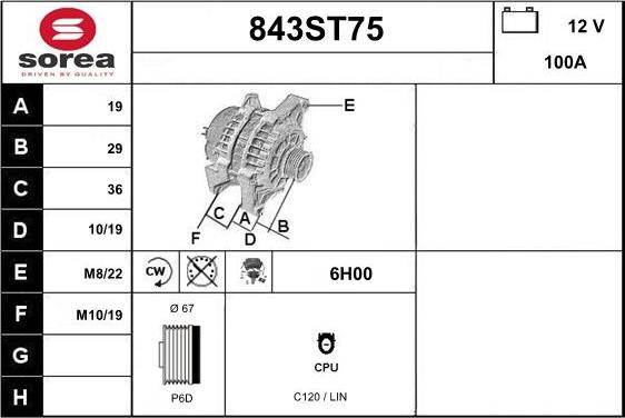 STARTCAR 843ST75 - Alternator autospares.lv