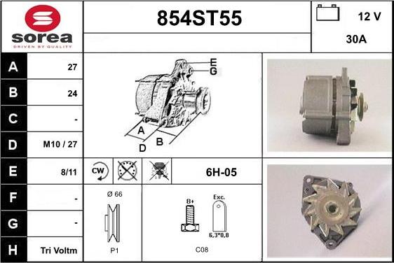 STARTCAR 854ST55 - Alternator autospares.lv