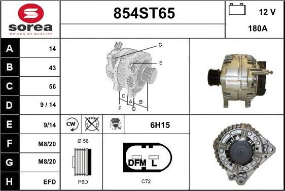 STARTCAR 854ST65 - Alternator autospares.lv