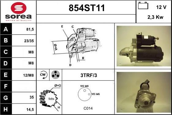 STARTCAR 854ST11 - Starter autospares.lv