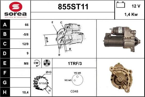 STARTCAR 855ST11 - Starter autospares.lv