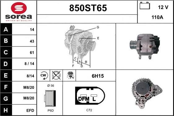 STARTCAR 850ST65 - Alternator autospares.lv