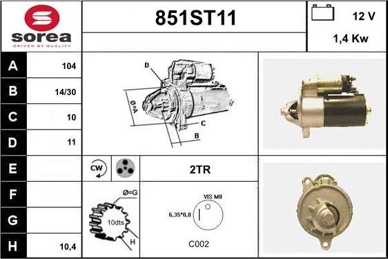 STARTCAR 851ST11 - Starter autospares.lv